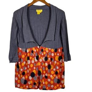 AMALIALAD Cotton Linen Blend Hook Closure  Gray Cardigan Size Small